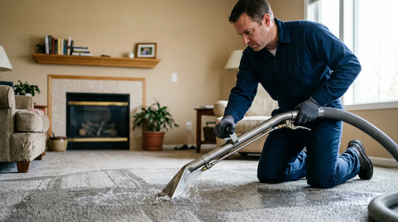 Water damage restoration technician working near Wyandotte, MI